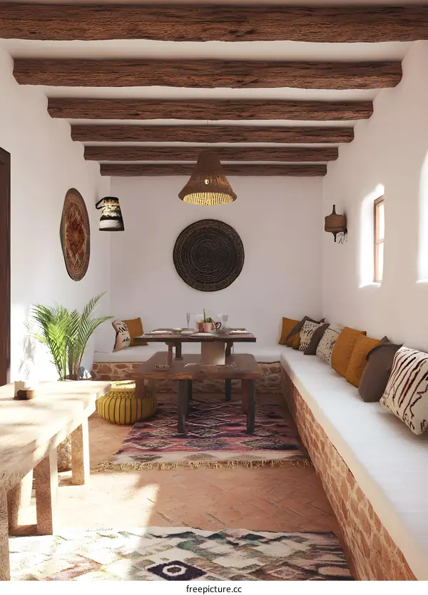 Rustic Interior Design with Exposed Wooden Beams