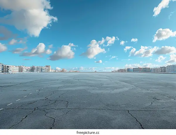 Empty Parking Lot Under Clear Blue Sky