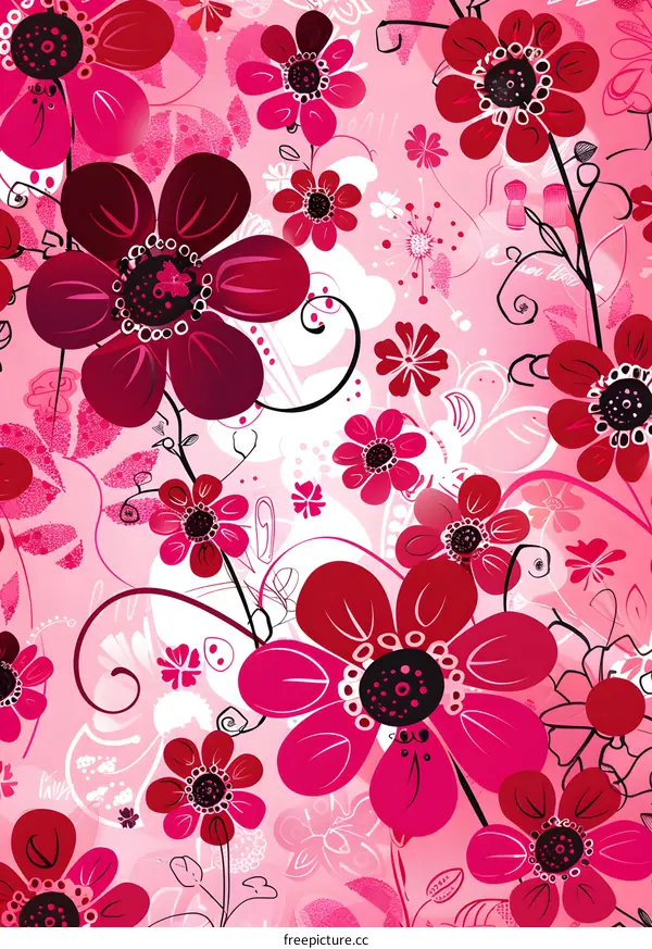 Pink And Red Floral Pattern Seamless Design