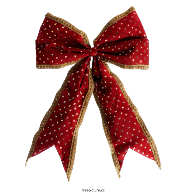[Transparent Background PNG]Red and Gold Christmas Bow Decoration
