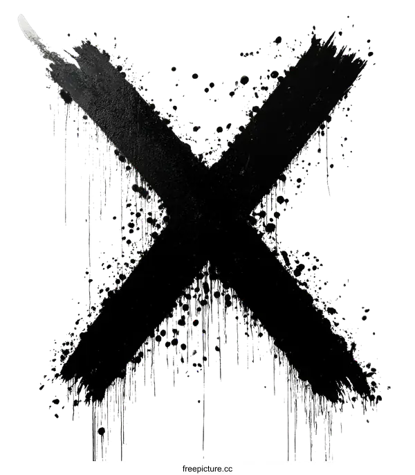 [Transparent Background PNG]Abstract Black X on White Background