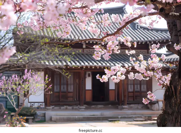 Cherry Blossoms at Korean Traditional House