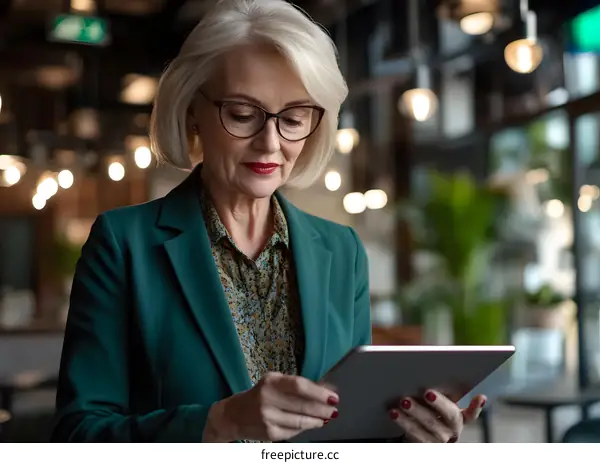 Businesswoman Using Tablet in Office Setting