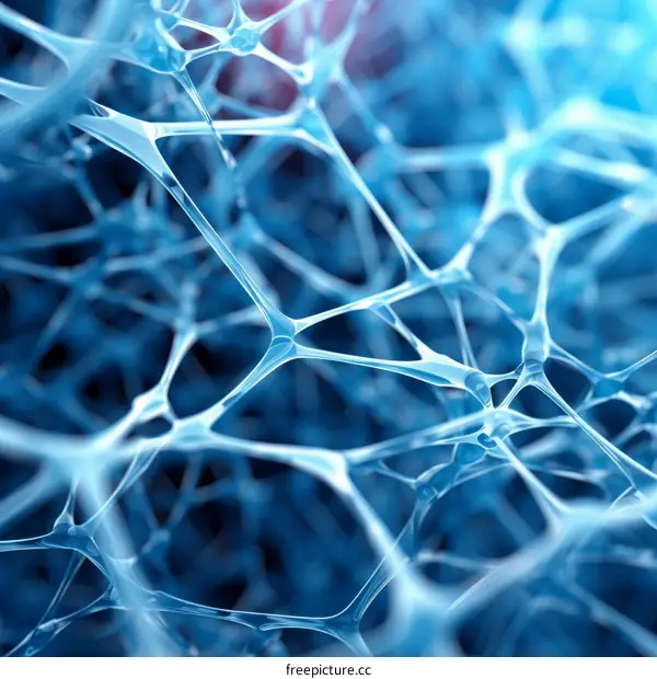 Blue translucent 3D rendering of a complex organic structure