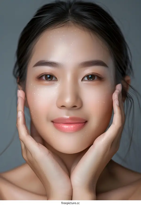 Portrait of an Asian Woman with Clear Skin