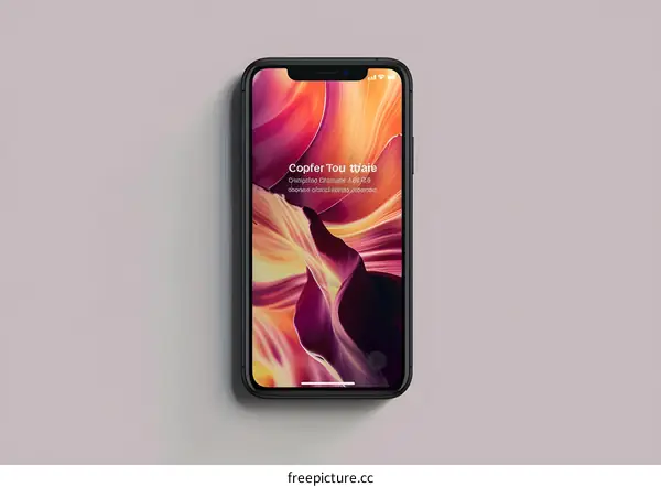 Black Smartphone With Abstract Canyon Wallpaper