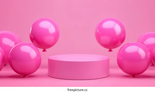 Pink Balloons and Cylinder Display