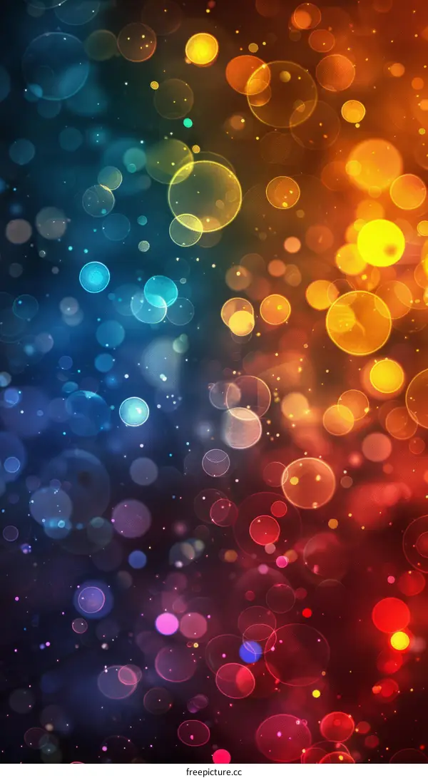 Abstract Colorful Bokeh Art - Blue, Orange and Red Blurred Circles Background