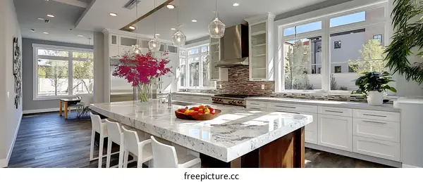 Modern Farmhouse Kitchen with Large Windows