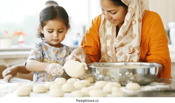 Mother and Daughter Enjoying a Baking Activity