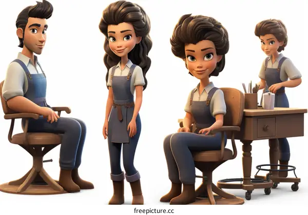 A group of people in a hair salon