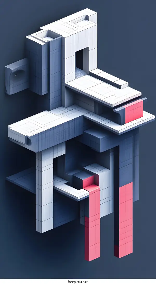 Abstract Geometric Shapes With Blue and Red Colors