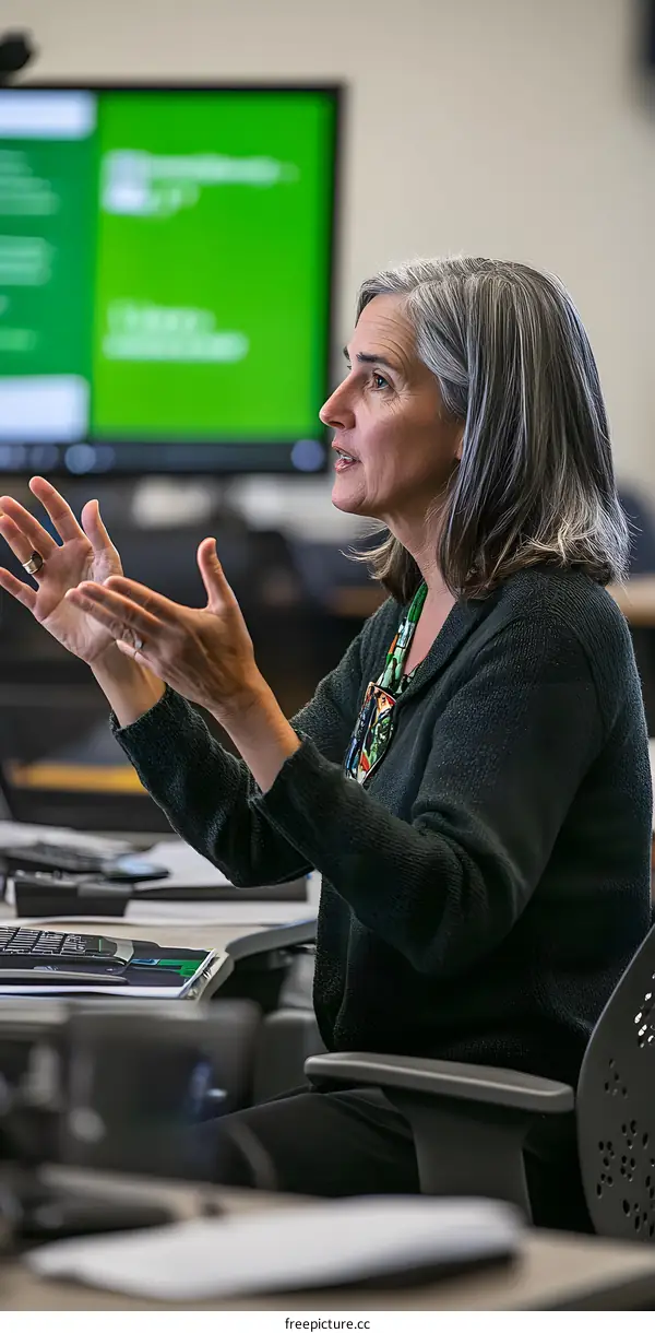 Woman Speaker at a Meeting,  Presenting a Presentation