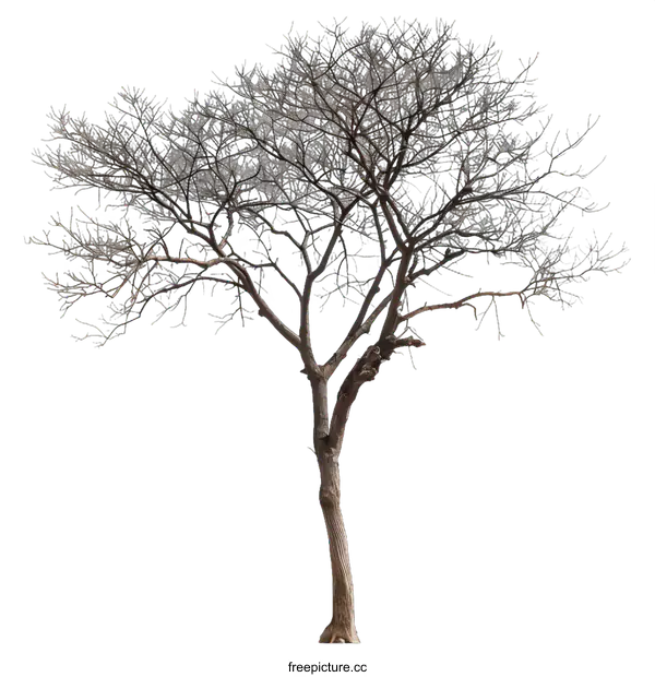 [Transparent Background PNG]Bare Tree Branch Silhouette on White Background