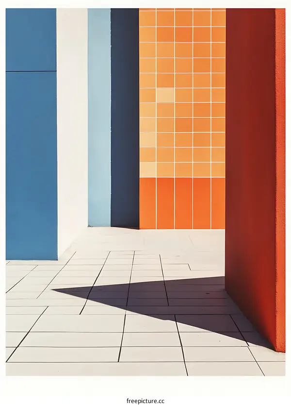 Abstract Architecture with Colorful Walls and Shadows