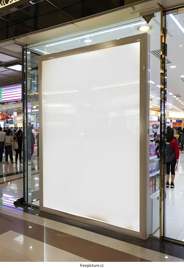 Blank White Signage in Shopping Mall