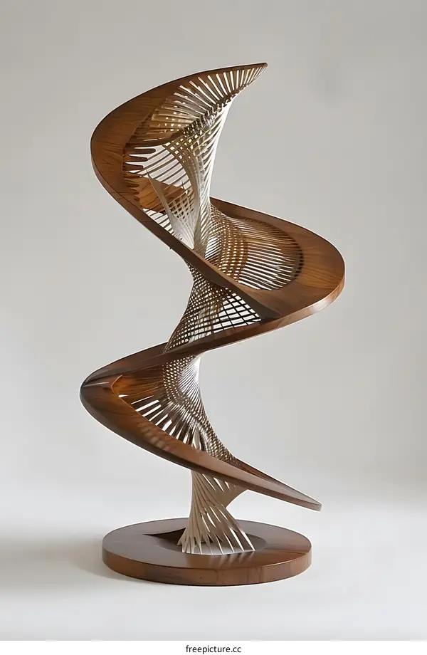 Wooden Sculpture of a Spiral Structure