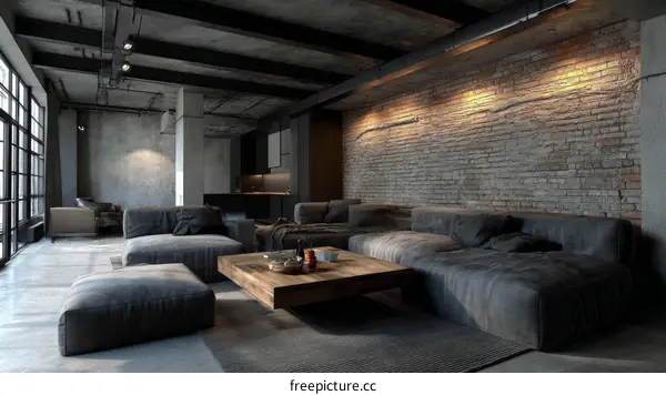 Modern Industrial Loft Living Room Design