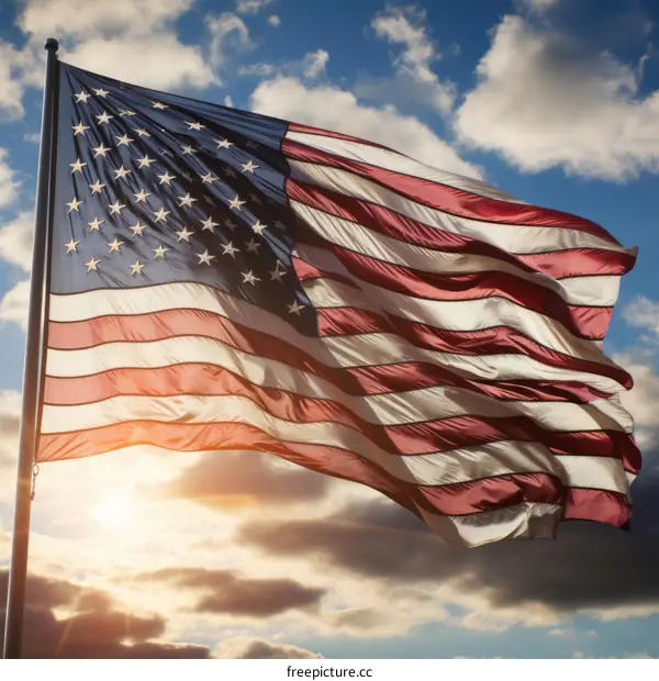 American flag waving in the wind