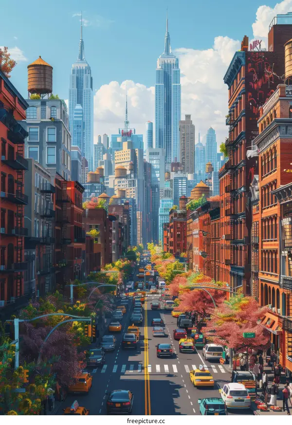 Vibrant City Street Scene Illustration