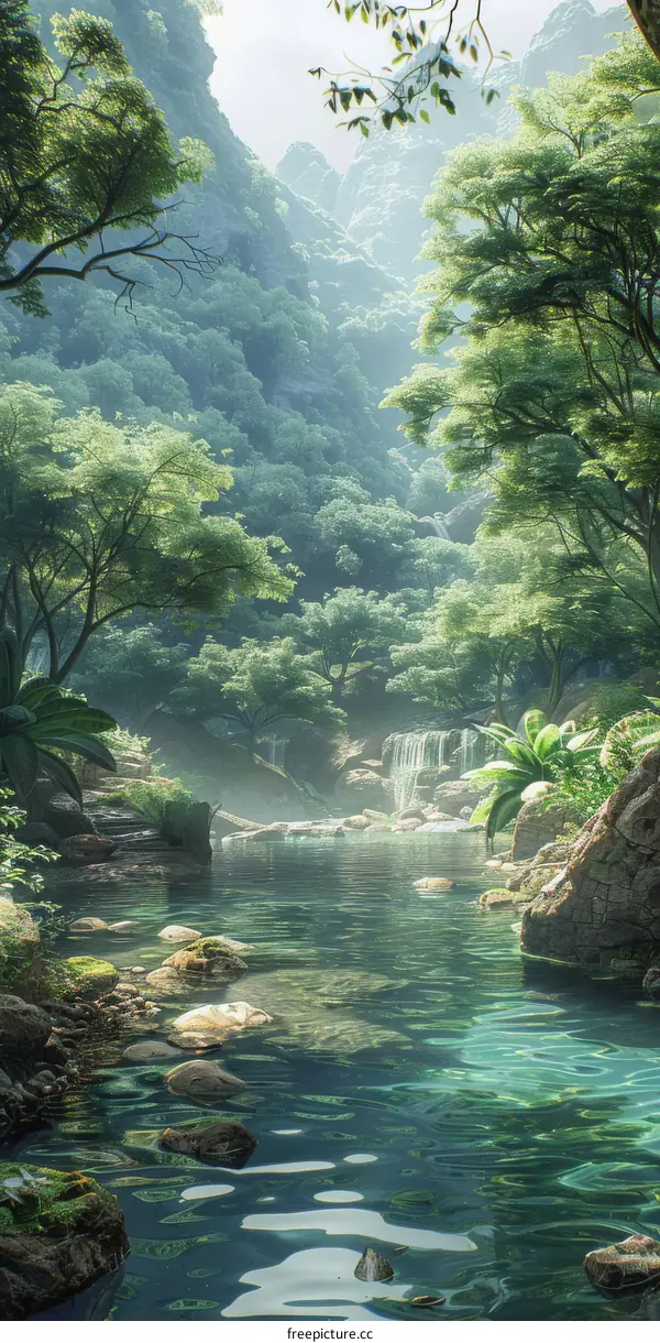 Lush Jungle Waterfall