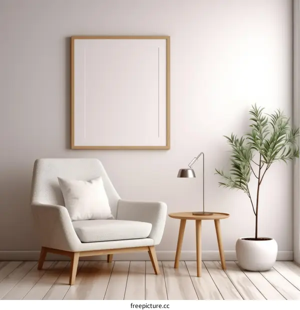 Modern Minimalist Living Room with Comfortable Armchair