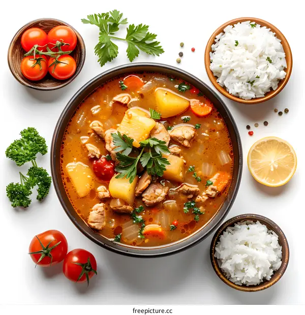 Delicious pork stew with rice