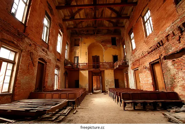 Abandoned Brick Building Interior Ruins