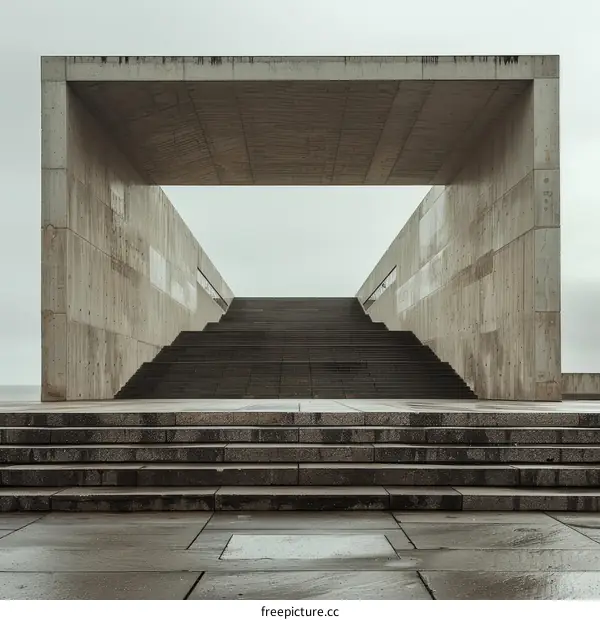 Concrete Staircase Leads to Structure with Square Opening