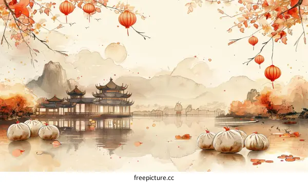 Chinese style architecture and food