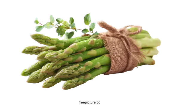 [Transparent Background PNG]Fresh Bundle of Asparagus with Herbs
