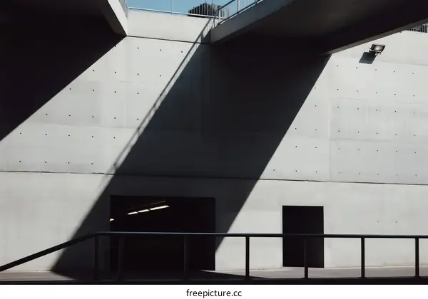 Concrete Wall Structure with Shadow Patterns in Urban Space