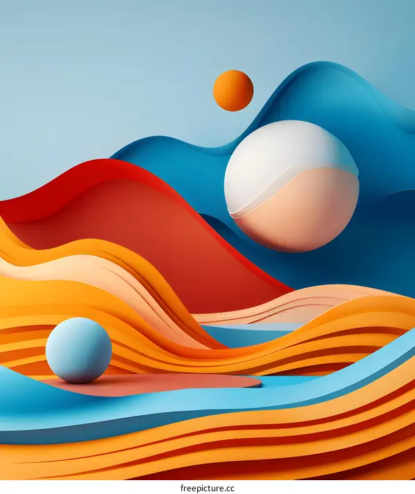 Abstract Colorful Waves and Spheres Design