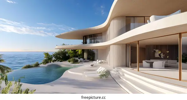 Modern Minimalist Design Beach House with Infinity Pool