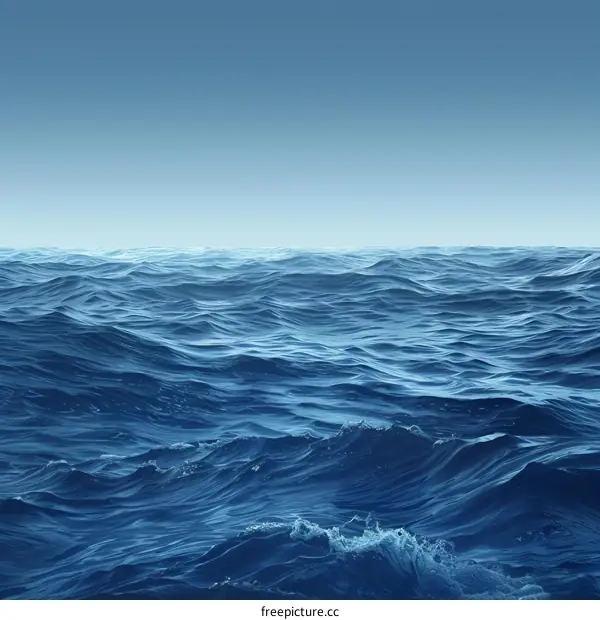 Deep blue ocean with rough surface