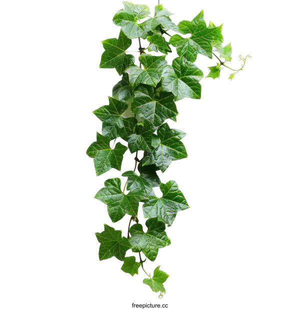[Transparent Background PNG]Close-up photo of a vine plant with green leaves on a black background