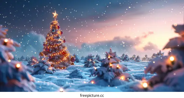 Christmas tree in the snow