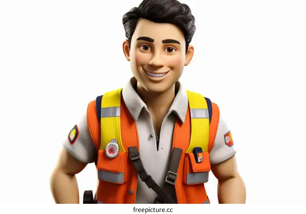 Smiling Delivery Man in Orange Vest