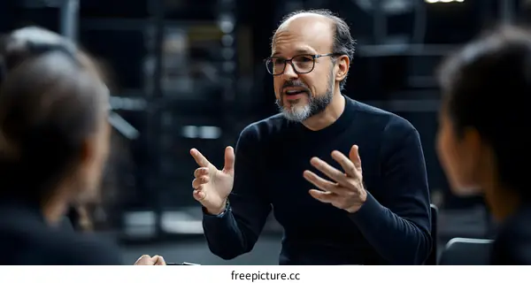 Man with Grey Beard Speaking to a Group