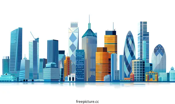 Modern Cityscape Skyline with Tall Buildings