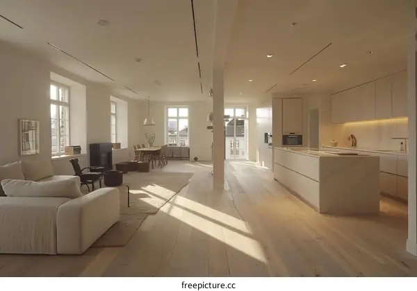 Bright and Airy Scandinavian Living Room and Kitchen