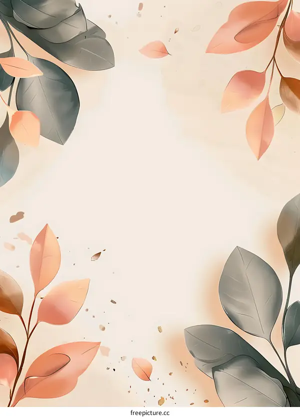 Minimalist Watercolor Leaves Frame Illustration