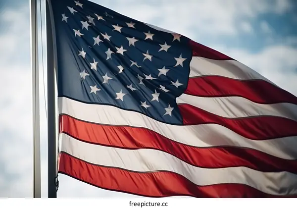 Waving American Flag Closeup