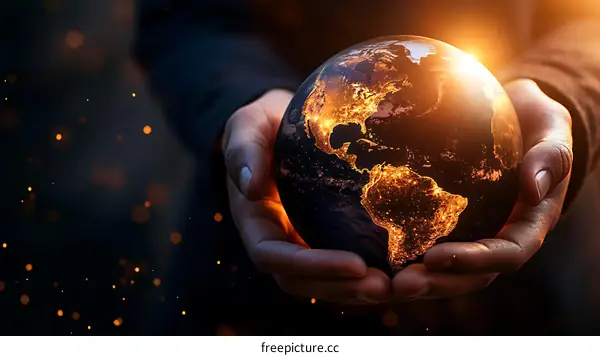 Earth Held in Hands Symbolic Image