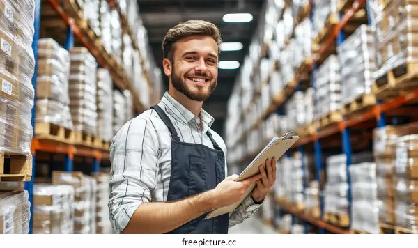 Warehouse Worker Checking Inventory