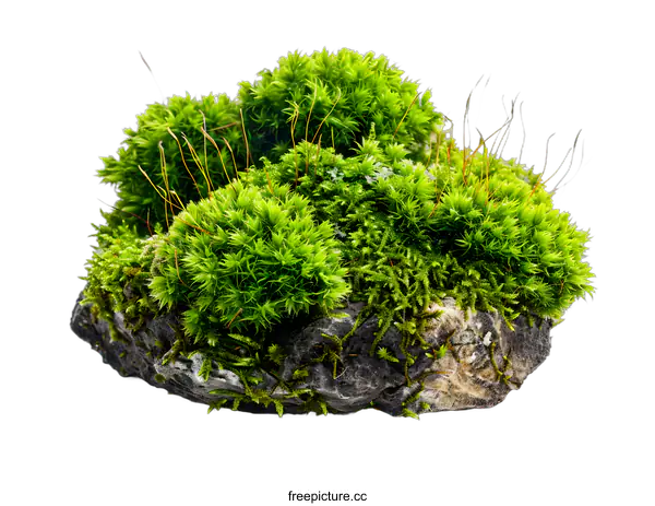 [Transparent Background PNG]Close Up of Green Moss Growing on a Stone