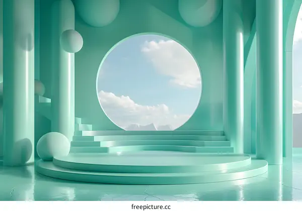 Green geometric round arch background