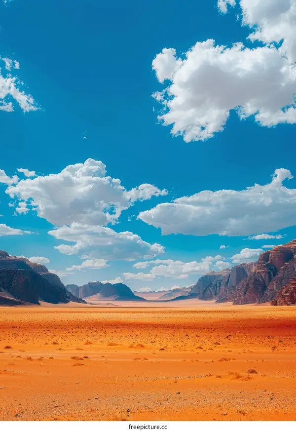 Vast Desert Landscape with Distant Mountains