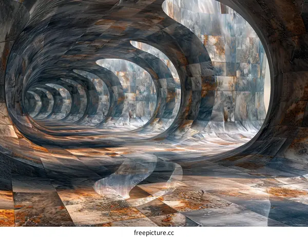 Sci-fi Lights and Architecture in Abstract Futuristic Tunnel