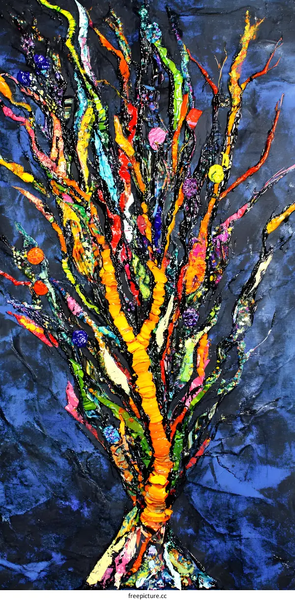 Abstract Colorful Tree Painting